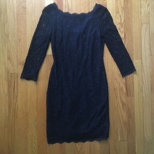 Adrianna Papell Navy Blue Lace Dress Size 4